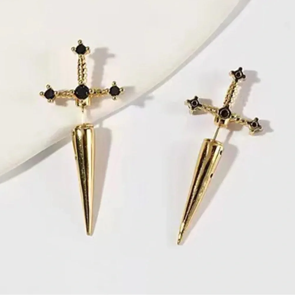 Gold Cross Stud Earrings